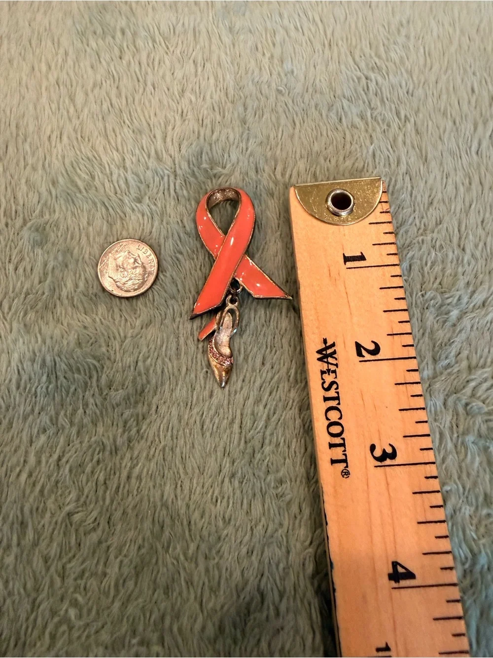 Payless 2004 Pink Ribbon High Heel Charm Brooch Pin Breast Cancer Awareness